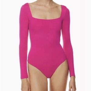 Aritzia Babaton Contour Squareneck Longsleeve Bodysuit - Granita Pink Top